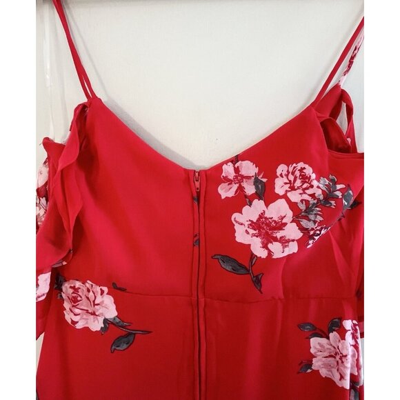 Speechless‎ Red Floral Midi Dress NWT Sz M, High-low Hem, Ruffles, Fairy - Picture 4 of 12
